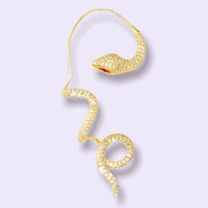 SINGLE STATEMENT SERPENT  EAR JACKET - YELLOW  SILVER